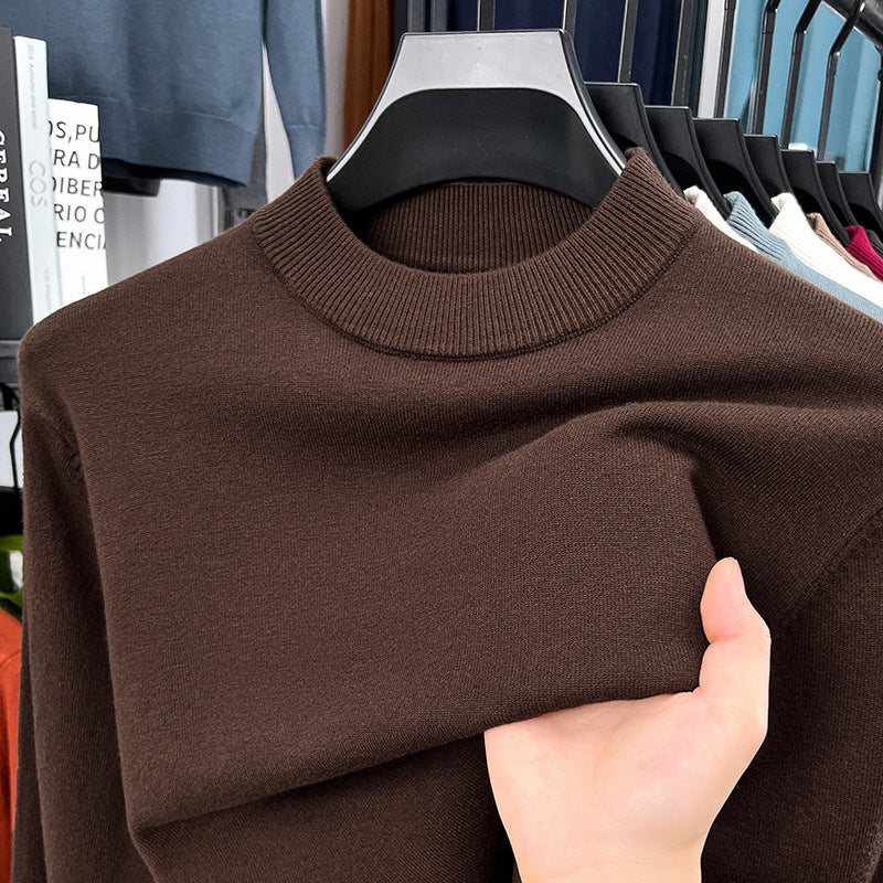 Men's autumn and winter high-quality cashmere solid color stand collar warm sweater