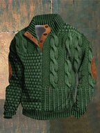 Men's Casual Retro Cashmere Stand Collar Button Sweatshirt