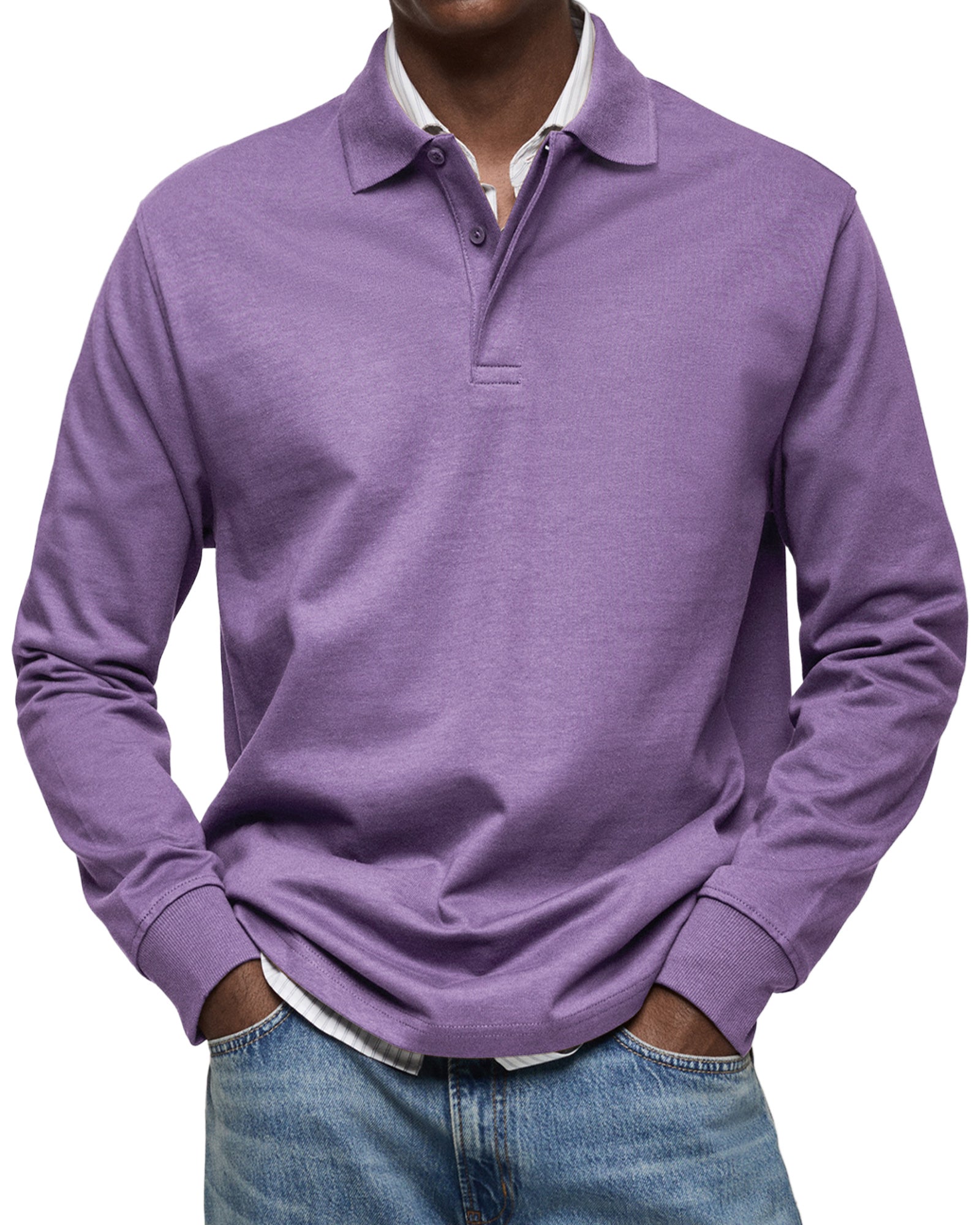 CLEARANCE🔥 Men's Everyday Comfort Lapel Button Casual Long Sleeve POLO Shirt