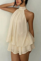💝💝Chiffon Halter Neck Backless Mini Dress | Vacation Style