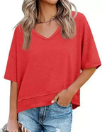 📦📦Womens Summer V Neck T Shirts Casual Short Sleeve Flowy Tops Cute Loose Fit Basic Tees Summervibes