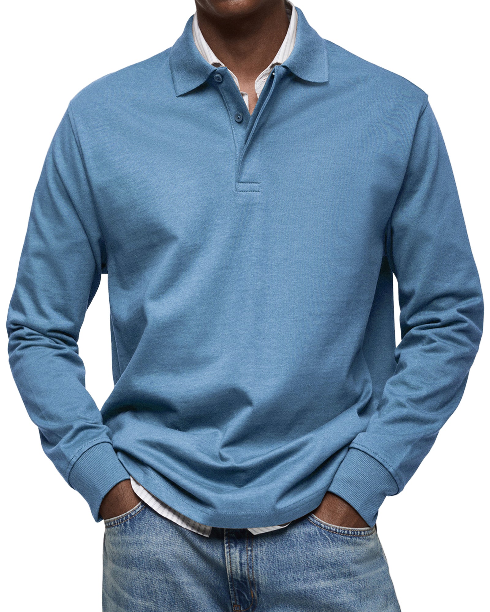 CLEARANCE🔥 Men's Everyday Comfort Lapel Button Casual Long Sleeve POLO Shirt