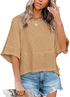 📦📦Panel Solid Color Flared Sleeve T-Shirt