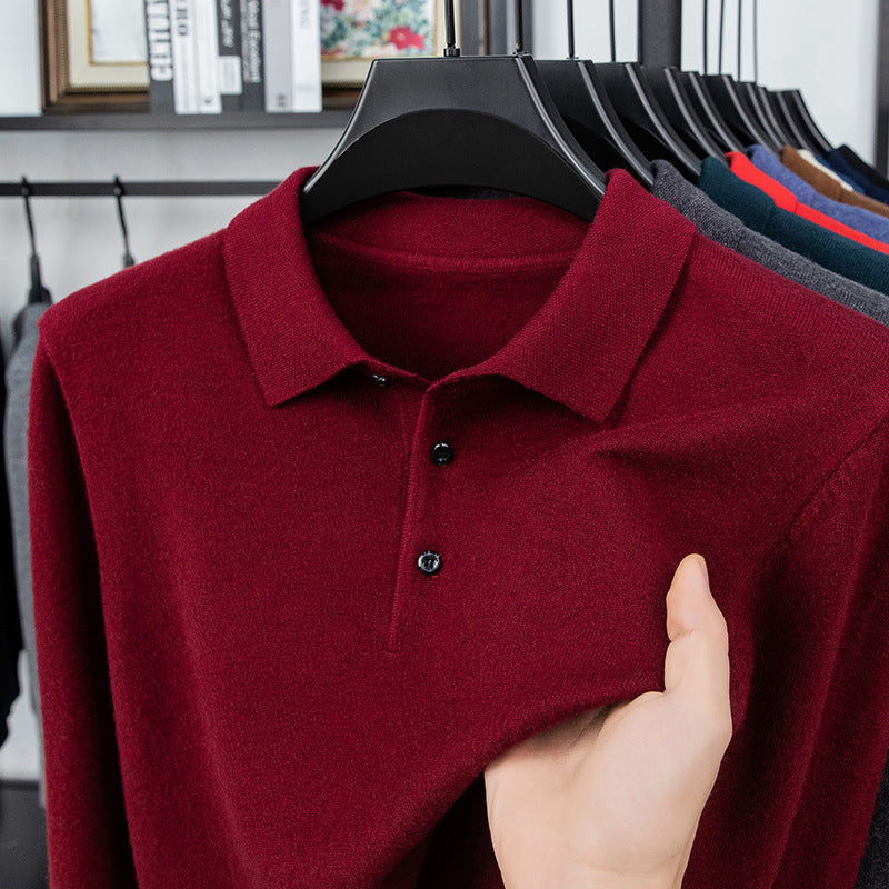 Men's comfortable and fashionable cashmere knitted polo shirt