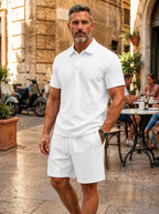 📦📦 Men's Summer Two-Piece Set – Breathable Polo + Shorts, Lightweight, Stretch