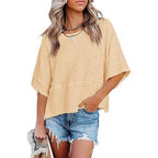 📦📦Panel Solid Color Flared Sleeve T-Shirt