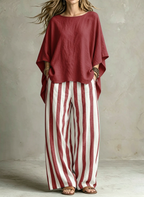 📦📦LAST DAY SAVE 49% ⏰Women Relaxed Linen Stripe Wide-Leg Set