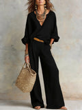 📦📦LAST DAY SAVE 49% ⏰Women's Casual Linen Vacation Set – Three-Quarter Sleeve Top & Full-Length Pants