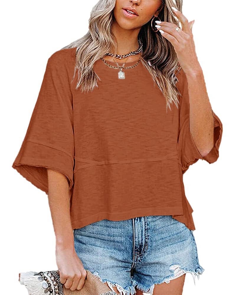 📦📦Panel Solid Color Flared Sleeve T-Shirt