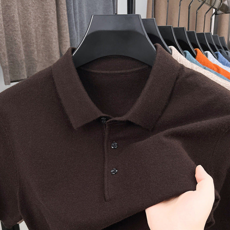 2025 Men's Cashmere Classic Knit Polo Sweater