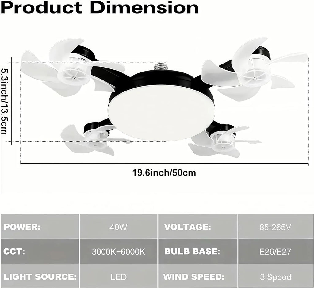 💝💝Modern ceiling fan lamp with E27 thread (model 2026) - silent 2-in-1 LED fan with remote control