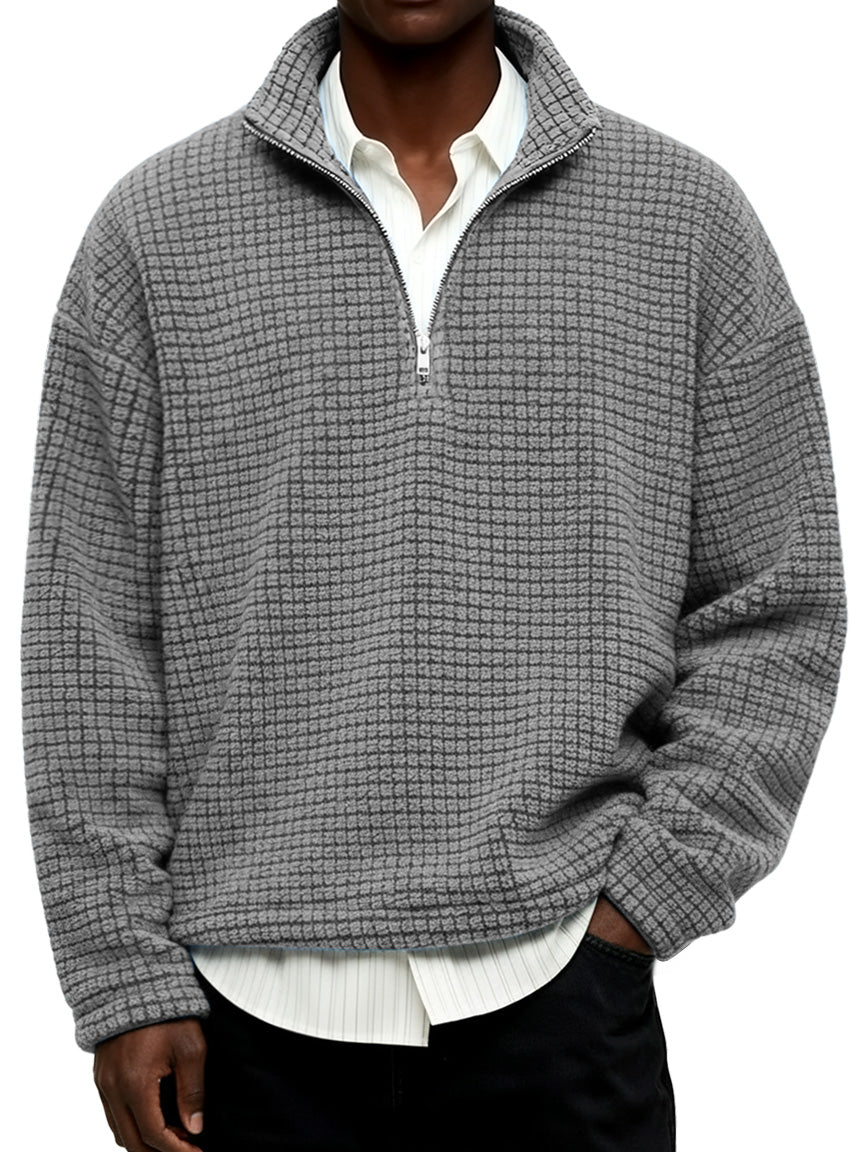 NEW🔥 Men's Daily Textured Stand Collar Zipper Casual Sweatshirt