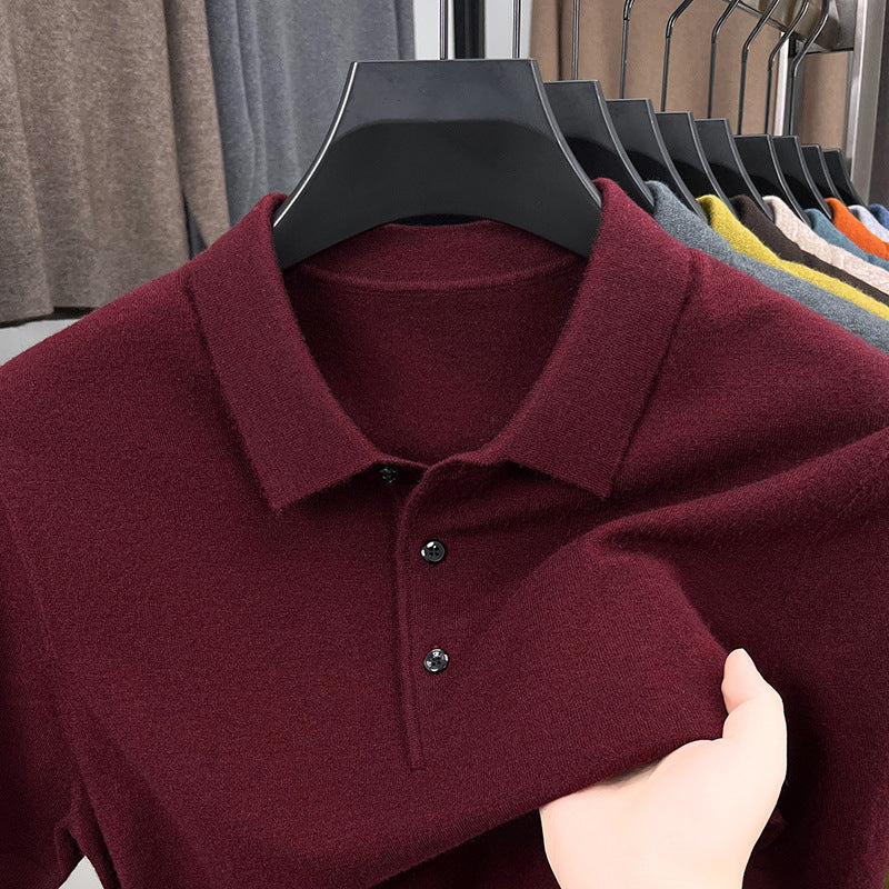 2025 Men's Cashmere Classic Knit Polo Sweater
