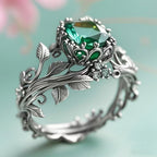 Women's Vintage Green Crystal Vine Ring