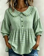 📦📦LAST DAY SAVE 49% ⏰Women's Gingham Puff Sleeve Peplum Blouse