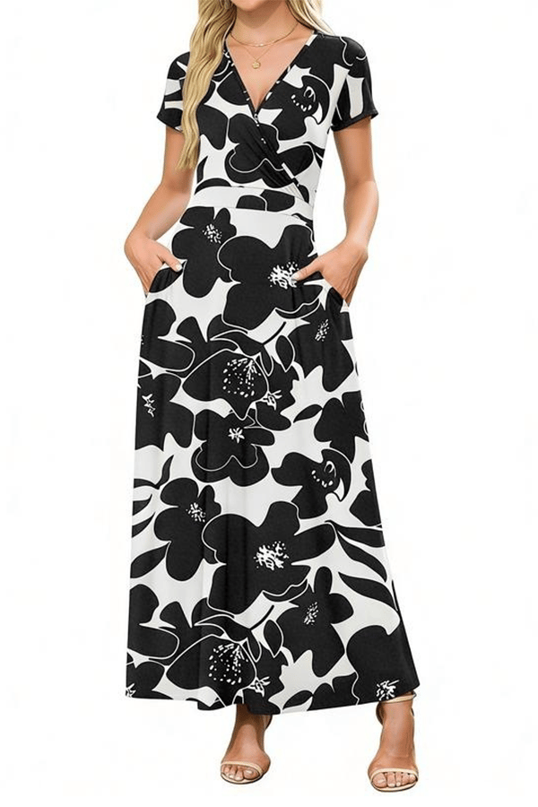 📦📦👗 V-Neck Maxi Dress — Elegant, Waist-Defining, Comfortable, and Casual Summer Long Dress