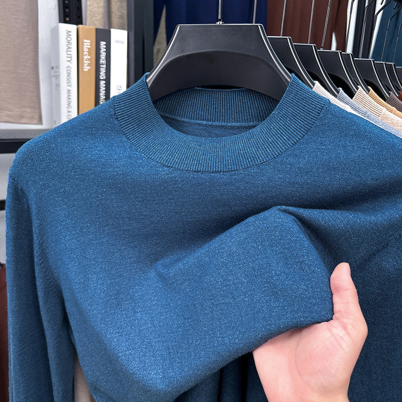 2025 Autumn and Winter Men's Stand Collar Cashmere Casual T-shirt