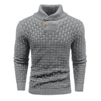 Men's Solid Color Round Neck Pullover Lapel Sweater 19352883X