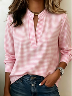 Today 50% Off🔥Women’s Classic Gingham Split V-Neck Blouse (BUY 2 GET FREE SHIPPING)