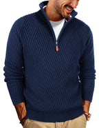 NEW🔥 Men's Zipper Pullover Sweater Casual Knit Sweater with Twill Texture