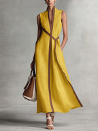 ✨✨Buy 2 Pcs Free Shipping - Women's Stand-up Collar Sleeveless Casual Loose Cotton And Linen Dress