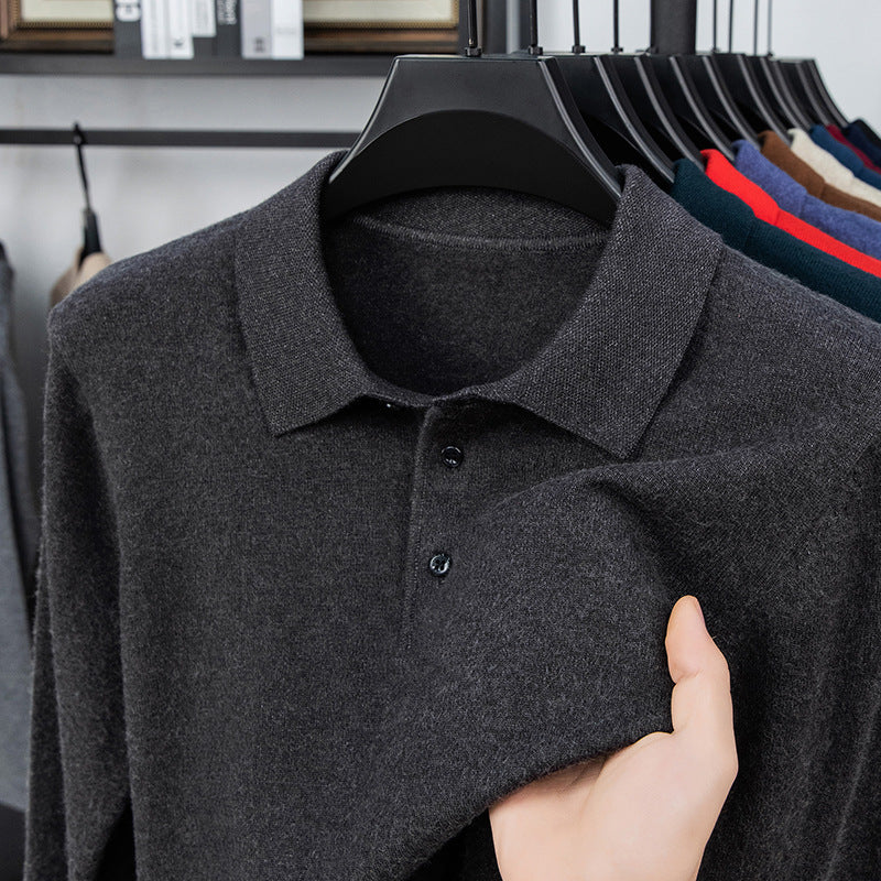 Men's comfortable and fashionable cashmere knitted polo shirt