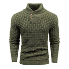 Men's Solid Color Round Neck Pullover Lapel Sweater 19352883X
