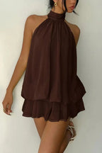 💝💝Chiffon Halter Neck Backless Mini Dress | Vacation Style