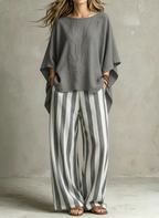 📦📦LAST DAY SAVE 49% ⏰Women Relaxed Linen Stripe Wide-Leg Set