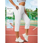 📦📦Women’s Capri Pants – Loose Fit, Summer Drawstring Waist, Zipper Pockets, Breathable High-Stretch Fabric, Suitable for Everyday Wear