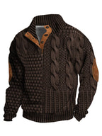 Men's Casual Retro Cashmere Stand Collar Button Sweatshirt