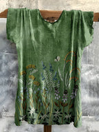 Vintage Embroidered Fresh Floral Cotton T-shirt