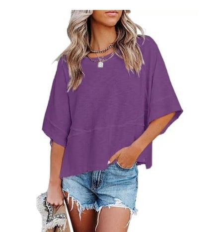 📦📦Panel Solid Color Flared Sleeve T-Shirt