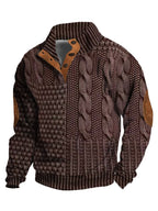 Men's Casual Retro Cashmere Stand Collar Button Sweatshirt