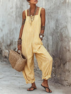📦📦LAST DAY SAVE 49% ⏰Women's Minimalist Striped Loose-Fit Square-Neck Sleeveless Jumpsuit