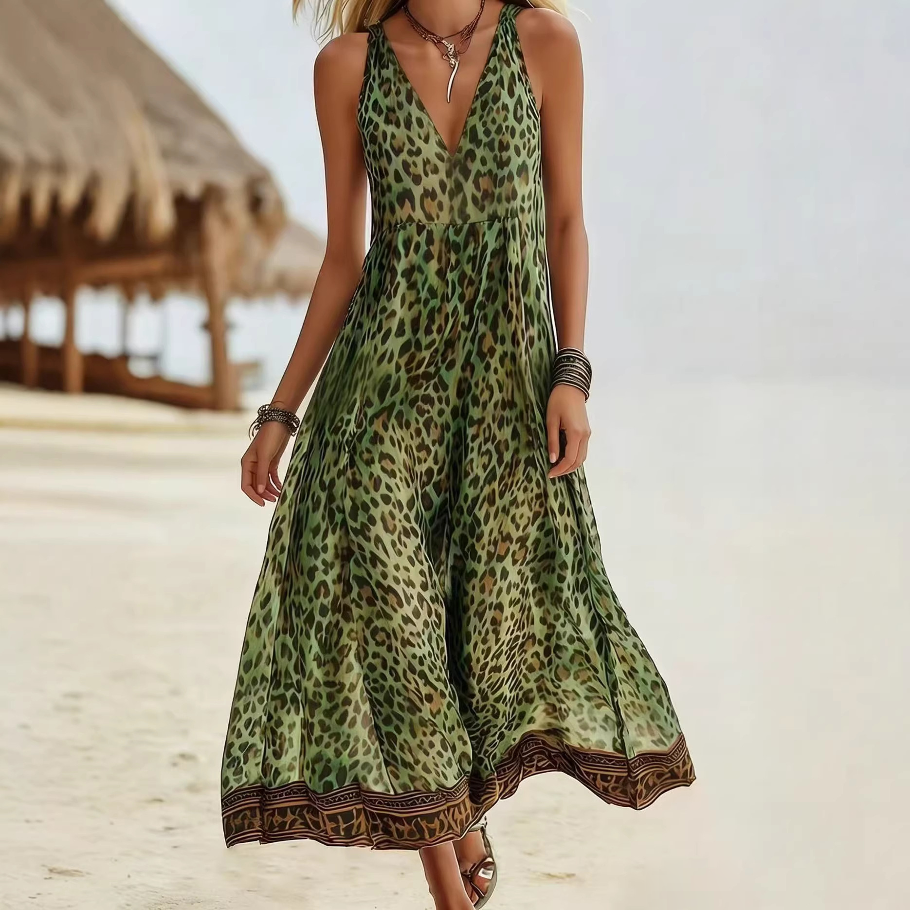 💝💝Women's retro leopard print midi dress