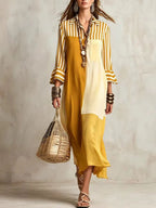 📦📦Women's Striped Spliced 3/4 Sleeves dress