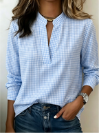 Today 50% Off🔥Women’s Classic Gingham Split V-Neck Blouse (BUY 2 GET FREE SHIPPING)
