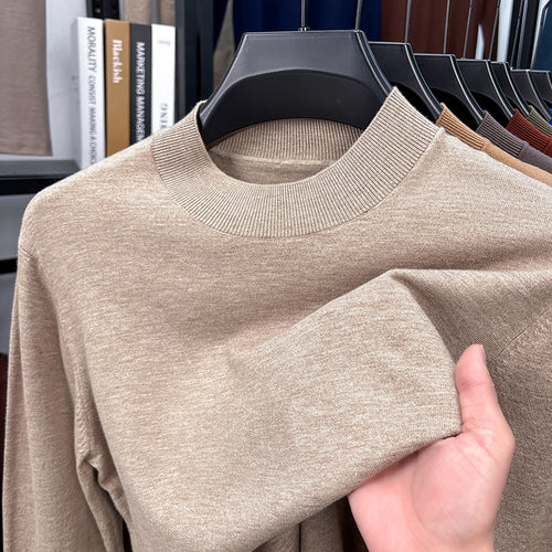 2025 Autumn and Winter Men's Stand Collar Cashmere Casual T-shirt