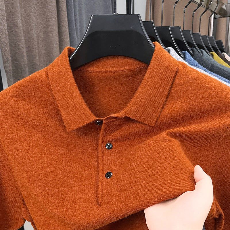 2025 Men's Cashmere Classic Knit Polo Sweater