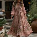 Women's Bohemian Floral Lace V-neck Comfy Maxi Dress
