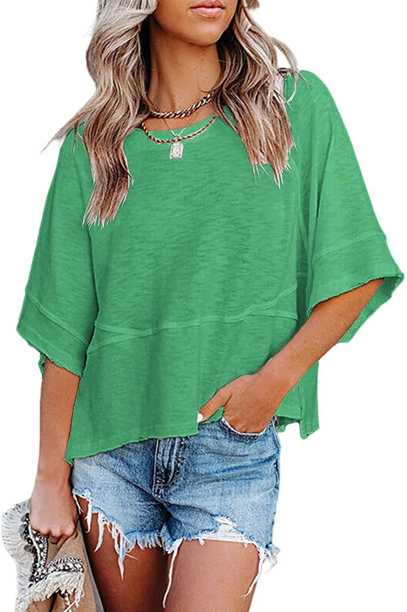 📦📦Panel Solid Color Flared Sleeve T-Shirt