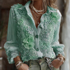 Women's Vintage Floral Pattern Casual Long Sleeve Shirt