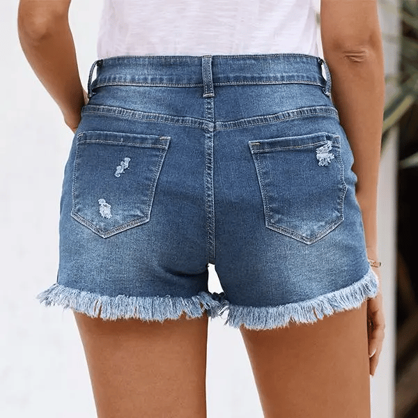 📦📦Women's Casual Mid Rise Denim Shorts Stretch Ripped Raw Hem Jean Shorts – Stylish & Comfortable Women's Fashion