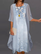 💝💝🌿[S-4XL]🌸Women's two-piece dress with a floral pattern💖