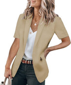 📦📦Women's Short Sleeve Casual Blazer Lapel Open Front Work Office Jacket
