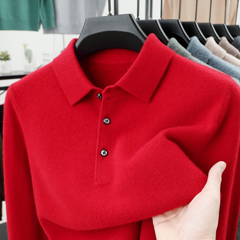 2025 Men's Cashmere Premium Knit Polo Sweater