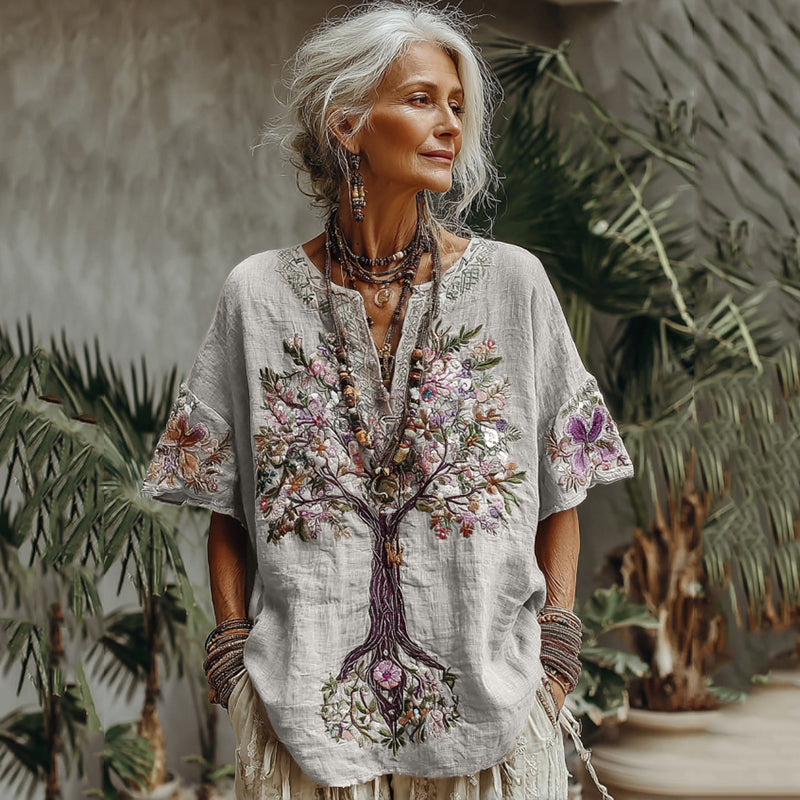 Women's Tree Of Life Floral Art Comfy Shirt