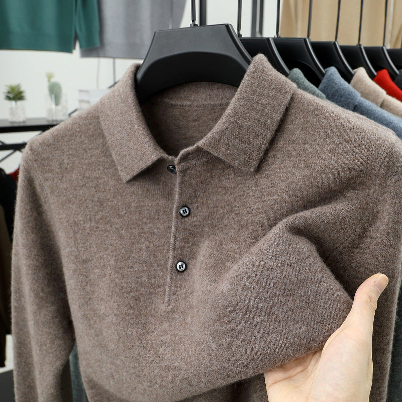 2025 Men's Cashmere Premium Knit Polo Sweater
