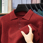 2025 Men's Autumn and Winter Cashmere Ribbed Knit Polo Sweater